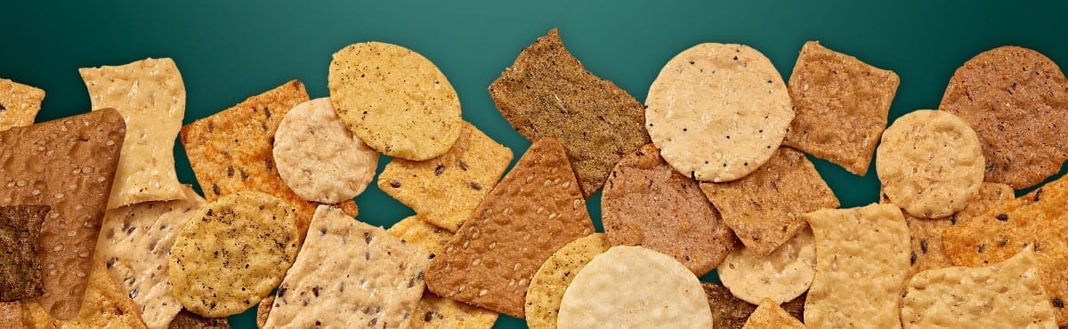 variety of crackers with different shapes and sizes