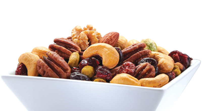 bowl of mixed nuts and dried fruits